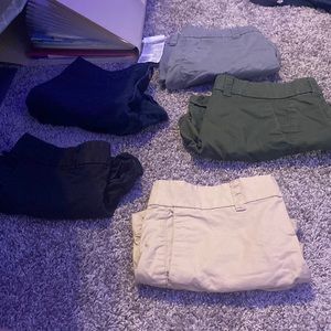 Old navy shorts, tan/blue/green/grey/black. Size (0) mid-rise